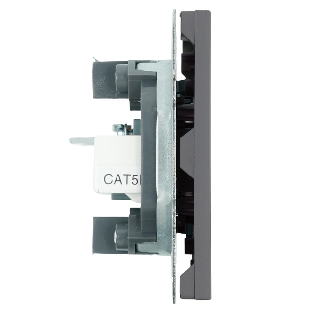 Розетка TV + компьютерная RJ-45 (механизм), STEKKER, серия Эмили, RST00-5106-10, платиново-серый, soft touch 49950 — фото 4