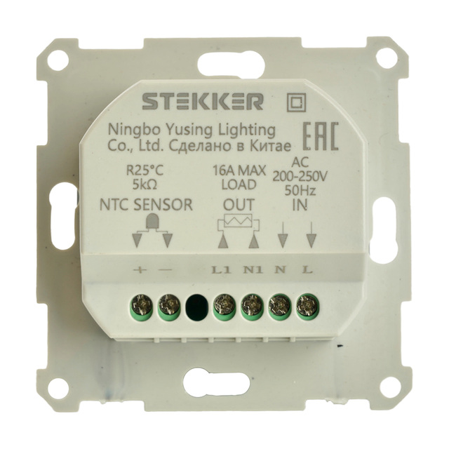 Терморегулятор механический для теплого пола (механизм), STEKKER GLS00-7117-03, 250В, 3500Вт, серия Катрин, серебро 49742 — фото 6