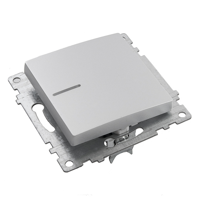 Выключатель 1-клавишный с индикатором (механизм), STEKKER GLS10-7101-03, 250V, 10А, серия Катрин, серебро 39577 — фото 2