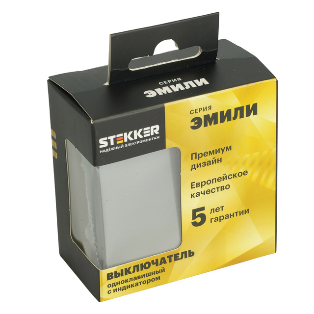 Выключатель 1-клавишный с индикатором (механизм), STEKKER RSW10-5101-10, 250В, 10А, серия Эмили 49941 — фото 8