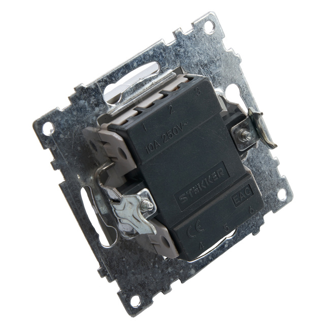 Выключатель 1-клавишный с индикатором (механизм), STEKKER GLS10-7101-02, 250V, 10А, серия Катрин, шампань 39591 — фото 4