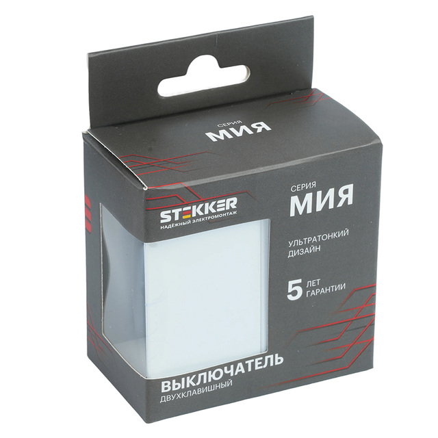 Выключатель 2-клавишный (механизм), STEKKER, 250В, 10А, серия Мия, RSW10-3104-01, белая магнолия 50429 — фото 7