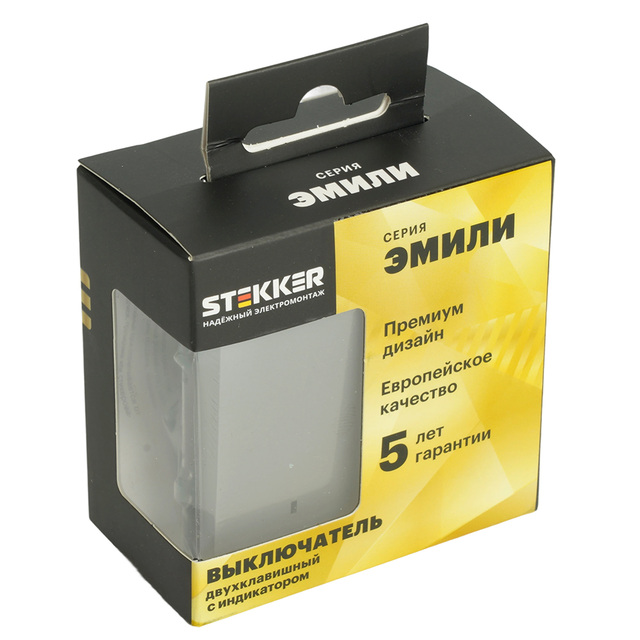 Выключатель 2-клавишный с индикатором (механизм), STEKKER RSW10-5102-10, 250В, 10А, серия Эмили 49942 — фото 8