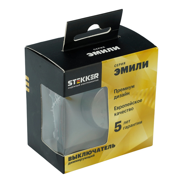 Выключатель диммирующий TRIAC (механизм), STEKKER RSW10-5106-10, 250В, 500Вт, серия Эмили, платиново-серый 49946 — фото 6