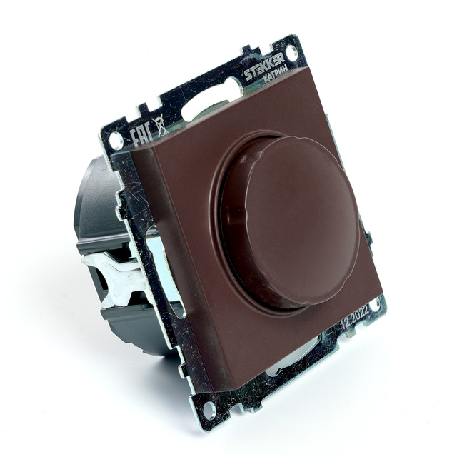 Выключатель диммирующий TRIAC (механизм), STEKKER GLS10-7106-04, 250В, 500Вт, серия Катрин, шоколад 49017 — фото 2