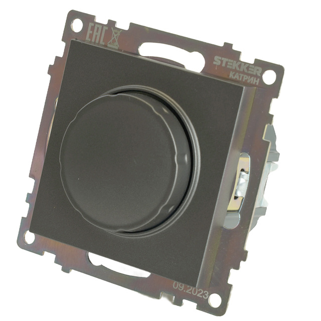Выключатель диммирующий TRIAC (механизм), STEKKER GLS10-7106-06, 250В, 500Вт, серия Катрин, графит 49413 — фото 4