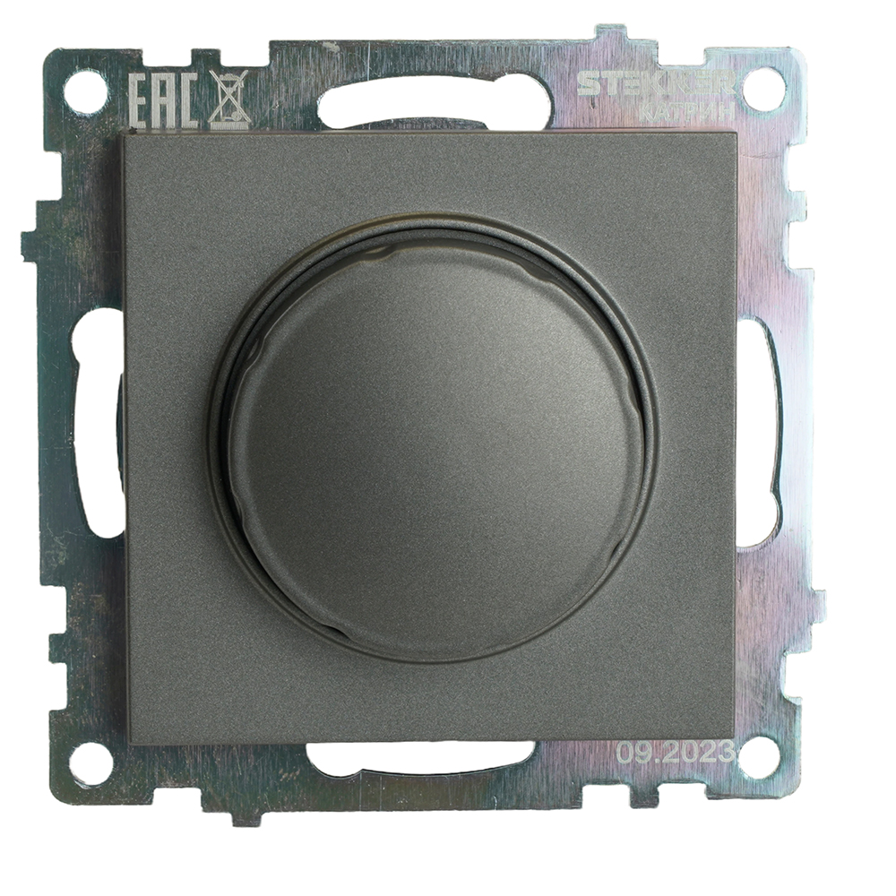 Выключатель диммирующий TRIAC (механизм), STEKKER GLS10-7106-06, 250В, 500Вт, серия Катрин, графит 49413