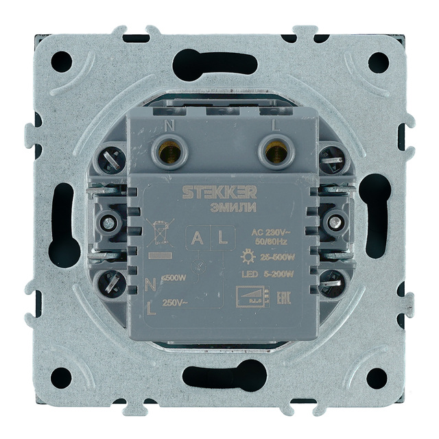 Выключатель диммирующий TRIAC (механизм), STEKKER RSW10-5106-05, 250В, 500Вт, серия Эмили, черный 49842 — фото 5