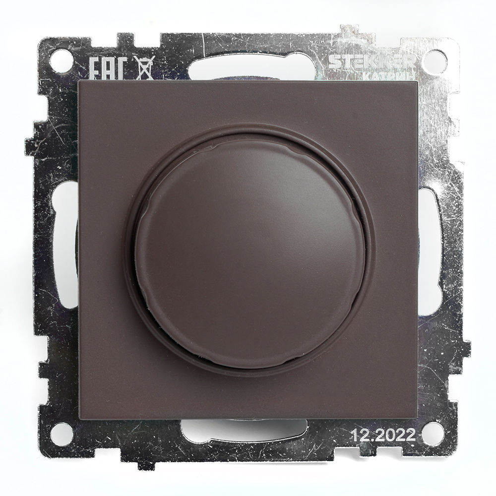 Выключатель диммирующий TRIAC (механизм), STEKKER GLS10-7106-04, 250В, 500Вт, серия Катрин, шоколад 49017